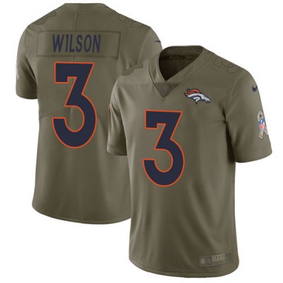 Nike Denver Broncos #3 Russell Wilson Olive Men's Stitched NFL Limited 2017 Salute to Service Jersey